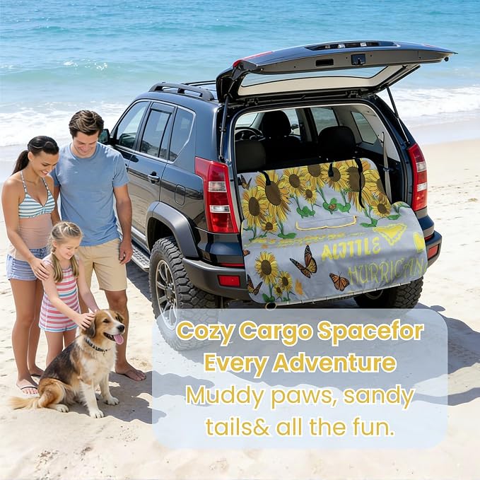 Waterproof Back Seat Cover for Dogs and Kids, Car Seat Protector Under Baby Car Seat, Child and Dog Car Seat Cover Blanket for Rear Bench(Sun Flower,Rear Bench Seat Towel)