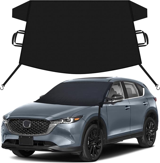 Car Snow Cover Compatible for Mazda CX5 CX50 | Windshield Cover for Ice and Snow with S-Hook Straps | Heavy-Duty 600D Oxford Winter Car Cover, Waterproof & Anti-Slip