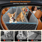 XL Dog Backseat Extender for Full-Size Crew Cab Truck, Hard Bottom Dog Car Seat Cover for Back Seat Holds 400lbs, Waterproof Dog Hammock Pet Rear Seat Protector Travel Bed for F150 / Silverado