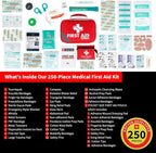 Survival First Aid Kit for Home/Business, Camping Survival Kits | Mini Travel First Aid Kit | Camping Equipment | Small Kits for Car | Outdoor Emergency Survivals Pack - 250pcs
