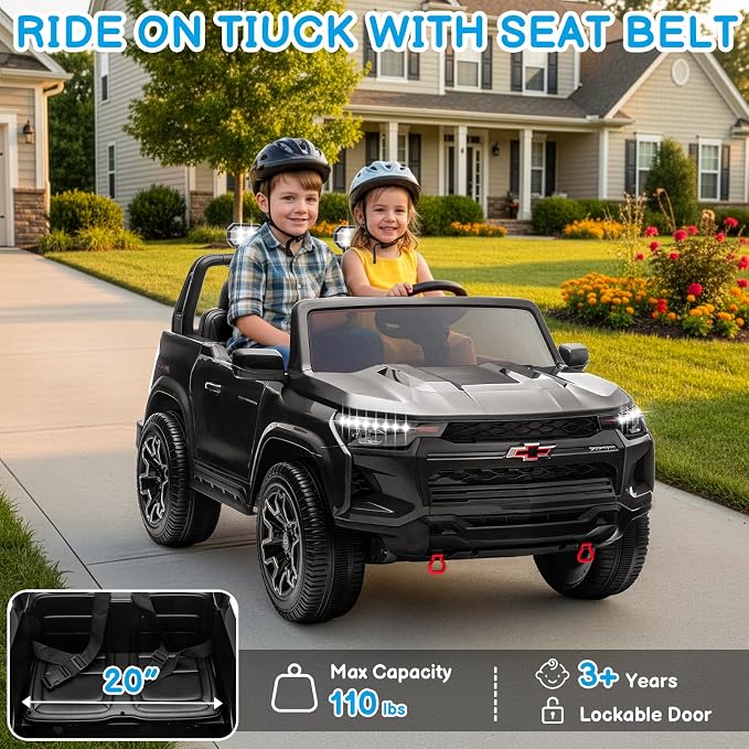 24V Licensed Colorado Electric Car for Kids, Ride on Toys for Toddlers with Remote Control, 2 Seater Electric Car Ride On Vehicle w/Bluetooth, Soft Start, LED Lights - Black