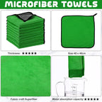50 Pcs Microfiber Towels:16"x16" Microfiber Drying Towels Bulk Micro Fiber Car Cleaning Cloth for Cars Drying Washing Polishing Office Windows Cleaning Household Supplies (Green,Gray)