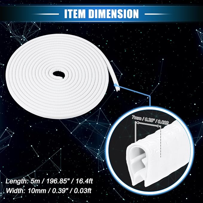Car Door Edge Guard, 16.4ft U Shape Rubber Edge Trim Seal Strip Protector Universal for Car Truck ATV Boat Multifunctional No Glue PVC Iron White