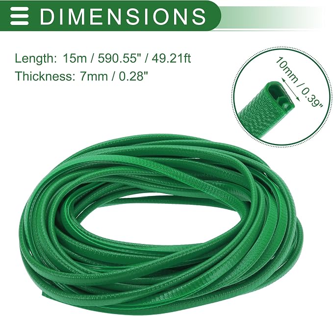 Universal Car Door Edge Protective Sealing Strip U-Type Door Scratch Protection Guard, 49.21ft 15m, Anti-scratch Collision, PVC Iron, Green