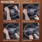 Wood Grain Microfiber Leather Steering Wheel Cover, Universal Fit for 14 1/2-15 inch Black Steering Wheel, Anti-Skip Veins Design,Cars, Suvs,Vans, Sedans (Black)