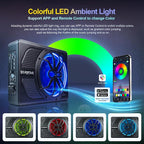 10" Upgrade 800W Slim Under Seat Powered Car Subwoofer, Car/Truck Audio Sub Built in Amplifier amp Combo, with Blue LED Light (RGB LED Subwoofer+Installation Wire Kit)