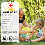 Car Emergency Kit with Jumper Cable, First Aid Kit Safety Assistance Tools for Travel Camping Outdoor Cars Truck SUV RV, Roadside Essentials with Flash Light