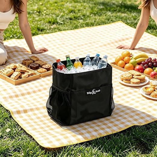 Car Trash Can with Odor-Trapping Lid & 100% Leakproof Liner, Multipurpose Hanging Organizer for SUV & Truck, Keep Vehicles Clean on Family Road Trips