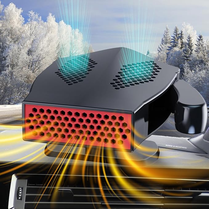 Car Heaters, 12V 200W Portable Vehicle Heaters and Defrosters, Windshield Defogger and Defroster, Car Heater That Plugs into Cigarette Lighter, 2 In 1 Fast Heating & Cooling Fan for All Cars