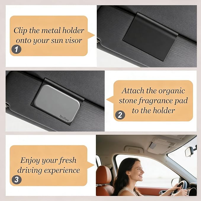 Stone Air Freshener - Car Odor Eliminator - Long Lasting Scent - Car Scent - VISOR CLIP INCLUDED (Open Air)