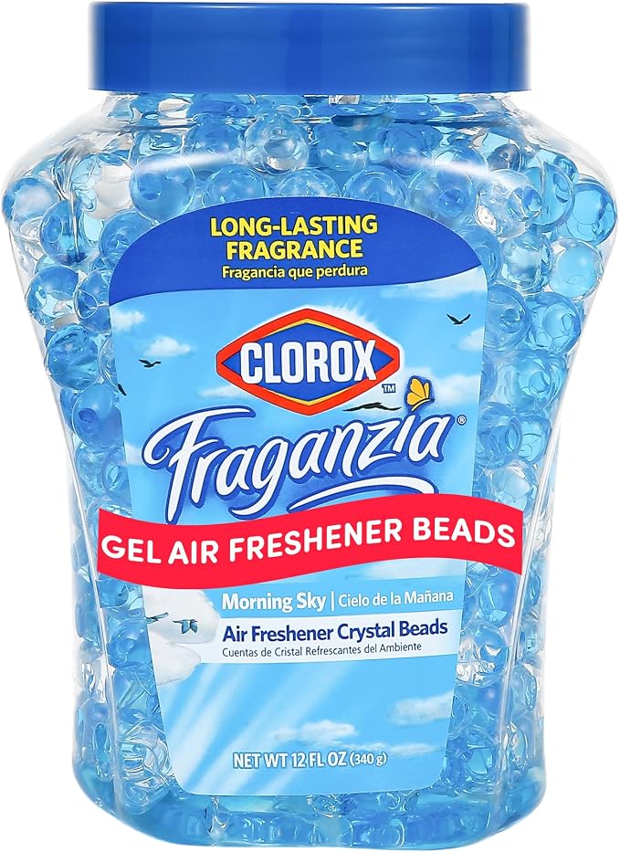 Fraganzia Crystal Beads Air Freshener, Long Lasting Room Deodorizer and Odor Eliminator Gel Beads to Freshen Home, Car, or Office, Morning Sky Scent, 12 Fl Oz