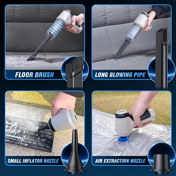 Car Vacuum Cleaner Cordless Rechargeable, Portable Vacuum for Car | 15000Pa suction with blower mode for pet hair, car interiors, keyboards and daily cleanups