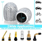 4Pcs Car Tire Valve Stem Caps, Bling Tire Air Cap for Car, Car Accessories for Women Universal Stem Covers, Plastic Liner Corrosion Resistant Tires Valve Cap with O Rubber Ring,Crystal Diamond