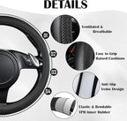 3D Air Mesh Car Seat Covers Full Sets w/5mm Sponge, 4Pcs Waterproof Car Floor Mats, Steering Wheel Cover Universal Fit for SUV Sedan Truck, Airbag Compatible Automotive Interior(Black)