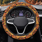 Car Steering Wheel Cover Universal 15 Inch Non-Slip Comfortable Stretch Decorative Halloween Auto Steering Wheel Protector Automobile Accessories, Pumpkin Star