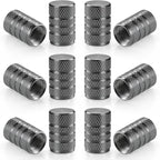 12PCS Tire Valve Stem Caps, Car Exterior Accessories, Aluminum Alloy Valve Cover Universal for Cars, Trucks, Motorcycles and Bicycles (Titanium Gray)