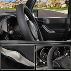 Car Steering Wheel Cover for F-150 Tundra Range Rover 15.5-16 inch, Black Microfiber Leather