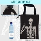 Car Garbage Bag Human Skeleton Posing Hanging Canvas Car Trash Bag Waterproof Drawstring Car Back Seat Organizer for Car Back Front Seat Console with Adjustable Buckle