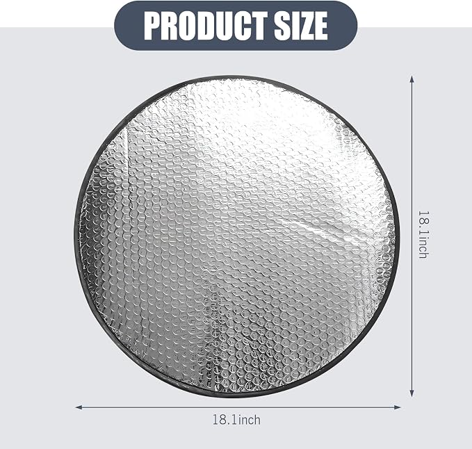 Car Steering Wheel Sun Shade, Steering Wheel Cover, Sun Heat Shield Anti-Heat Aluminum Foil Steering Wheel Shade, Heat Shield, Universal Car UV Protector (18.11 x 18.11Inch)