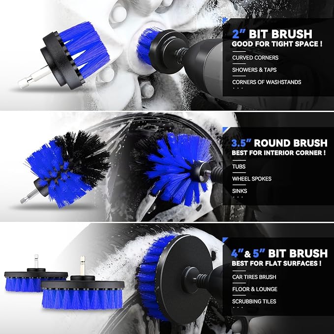 Car Detailing Kit, 19PCS Car Detailing Brush Set for Interior Exterior Wheels, Professional Car Care Cleaning Wash Kit with Duster for Air Vent, Car Accessories (Blue)