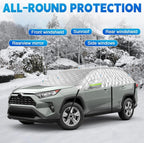 Half Car Cover for SUV Sunroof & Windshield Cover for Ice and Snow, All Weather Vehicle Body Cover for Sun, Rain, Dust（142"x59"）