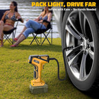 150PSI Tire Inflator Portable Air Compressor: Cordless Air Pump Compatible with Dewalt 20V Battery - Car Tire Pump with Digital Pressure Gauge & LED Light for Auto, Motorcycles (Tool Only)