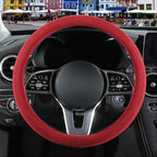 Red Suede Steering Wheel Cover Large for Model X Model S Ford F150 F250 F350, Breathable Non-Slip Sweat-Proof Wear-Resistant, Warm in Winter and Cool in Summer, 15.5 inch to 16 inch
