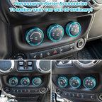 Audio Air Conditioning Button Cover Decoration Twist Switch Ring Trim for Jeep Wrangler JK JKU Patriot 2011-2018, Compass 11-16, Liberty 08-12, Dodge Challenger 08-14 Interior Accessories (Light Blue)