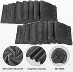 20 Pcs 16 x 16 Inch Edgeless Microfiber Plush Towels for Cars Detailing Drying Wash Polishing Absorbent Cleaning Cloths, 500 GSM (Gray)