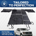 XL Floor Cover with Door Protection, Black – As Seen on Shark Tank – Fits Full Size Crew Cab Trucks with Fold Up Seats, Waterproof & Machine Washable – Sturdy XL Dog Hammock for Truck