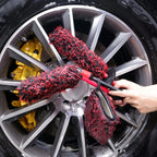 Metal Free Microfiber Wheel Brush Kit- Microfiber Angled Wheel Brush, Long Handle Wheel Brush, Tire& Detailing Brush, Wheel Wash Mitt. Hands-On Wheel Detailing Kit for Daily Wheel Cleaning