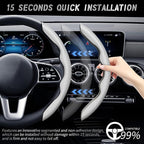 2pcs Car Steering Wheel Cover,Anti-Skid Carbon Fiber Steering Wheel Protector for Men Women,Multiple Color Options,Universal for Most Car Interiors Accessories (Grey)
