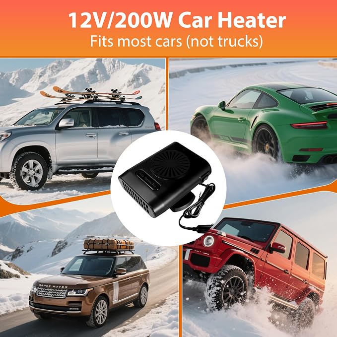Car Heater 12v, Portable Car heaters for Vehicle,Car Defroster Windshield Heater Car Heater Defroster Windshield Defogger Automobile Windscreen(Black&Black)