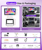 Android 15 Car Stereo Radio for Toyota Tacoma 2005-2015, Wireless Carplay Andorid auto Mirror Link 9'' Touchscreen GPS WiFi Bluetooth 5.0 FM/RDS EQ-32 SWC Backup Camera 2G+64G
