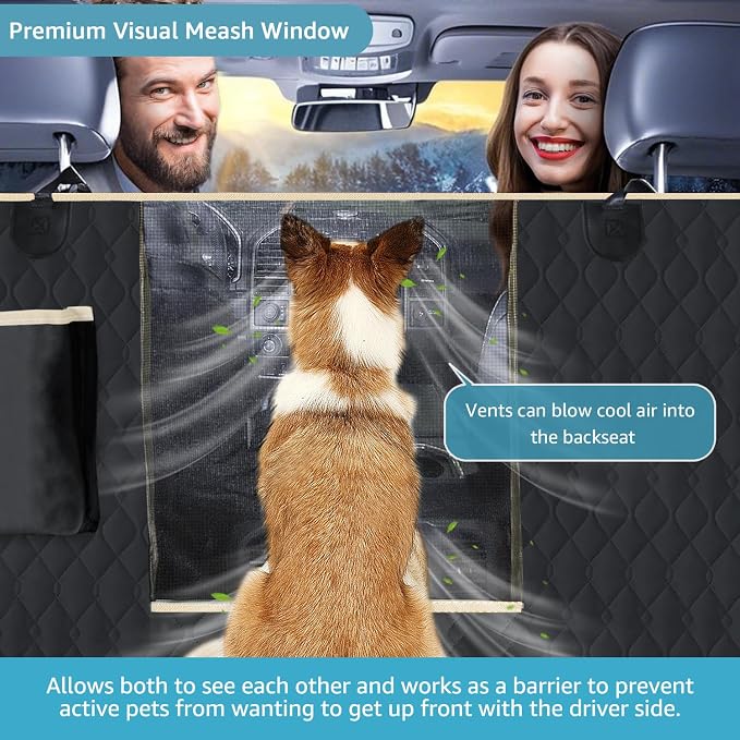 XL Truck Dog Seat Cover Back Seat with 2 Seat Belts, Dog Car Hammock for Large SUV and Trucks Compatible with F150 F250/Chevrolet Silverado/Ram Pickup/GMC Sierra/Toyota Tundra and Crew Cab