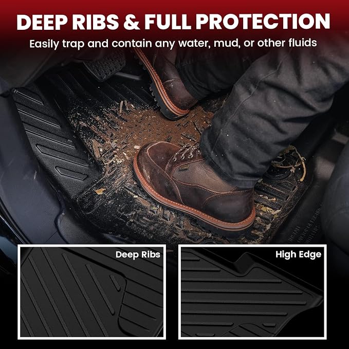 Floor Mats for Chevrolet Chevy Colorado/GMC Canyon 2015-2022 Extended Cab Only (Not Fit Crew Cab), All Weather TPE Custom Fit Floor Mats for Cars, 1st and 2nd Row Car Floor Mats Full Set