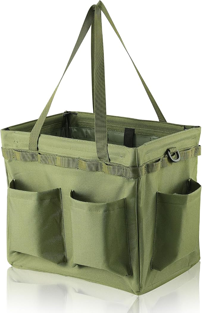 Car Trunk Organizer Multifunctional Storage Toolbox Carry Griddle,Large Grill Utensils Accessory Grilling Tools Basket Carrying Caddy Tool Tote Bag Storage Box Camp Cooking bbq Outdoor(Green)