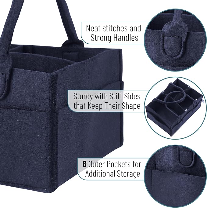Mr. Pen- Baby Diaper Caddy Organizer, Navy Blue | Nursery Storage Bin and Car Organizer for Diapers and Baby Wipes
