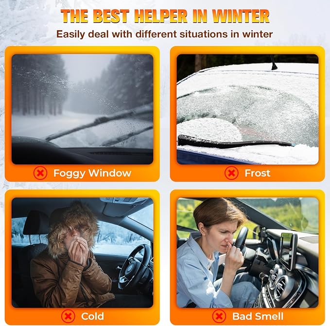 12V Car Heater, 2026 New upgraded Car Heater for Vehicle, Fast Heating Windscreen Defroster Defogger, 150W Heater that Plugs into Cigarette Lighter