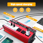1000W Peak Power Inverter 12V DC Volt to 110V AC Car Inverter with LCD Screen Display, 3 AC Outlets, 4X 2.4A USB Port, Car Power Converter for Truck, Home, Vehicles, Laptop, Trip