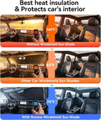 Windshield Sun Shade Umbrella for All Jeep Wrangler & Gladiator - [Vinyl Coating Heat Shield] Protect Car from Sun Rays & Heat Damage Keep Cool and Protect Interior, Spring Structure Edge