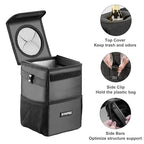 Car Trash Can with Lid - Leakproof Trash Bin Car Garbage Can, Collapsible Automotive Truck Organizer and Storage Bag Car Accessories for Women Men Road Trip Essentials