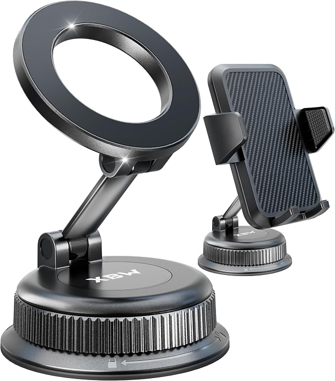Car Phone Mount with Magnetic Clip for Magsafe & Android 360 Universal Suction Phone Mount for Dashboard Windshield Car Phone Holder for Car for iPhone 17 16 15 14 Pro Max Samsung Galaxy S25 Cell