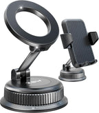 Car Phone Mount with Magnetic Clip for Magsafe & Android 360 Universal Suction Phone Mount for Dashboard Windshield Car Phone Holder for Car for iPhone 17 16 15 14 Pro Max Samsung Galaxy S25 Cell