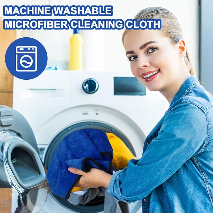 40 Pcs Blue Microfiber Towels: 16"x16" Microfiber Drying Towels Bulk Micro Fiber Car Cleaning Cloth for Cars Drying Washing Polishing Cleaning Household Supplies
