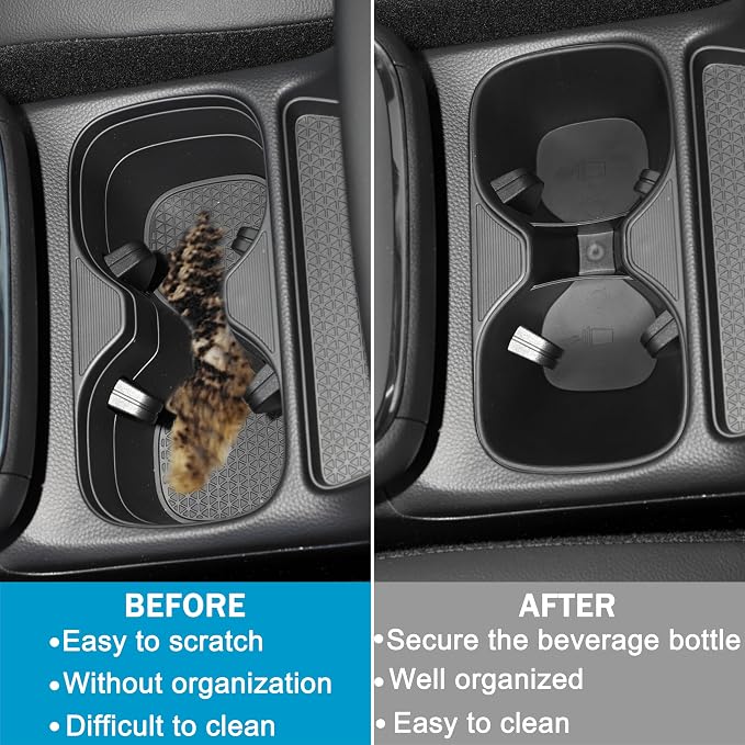 Cup Holder Inserts for Honda CRV Accessories 2023 2024 2025 2026 Center Console Cup Holder Protector for Honda CRV CR-V LX EX EX-L Sport Hybrid Sport-L Hybrid Sport Touring Hybrid TPE Material Black