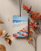 Pink Summer Beach Car Air Freshener 4 Pcs Coconut Scented, Coastal Seaside Palm Tree Car Accessories Mirror Decor for Women, Girly Beachy Hanging Air Freshener for Cars Closet Drawer Books