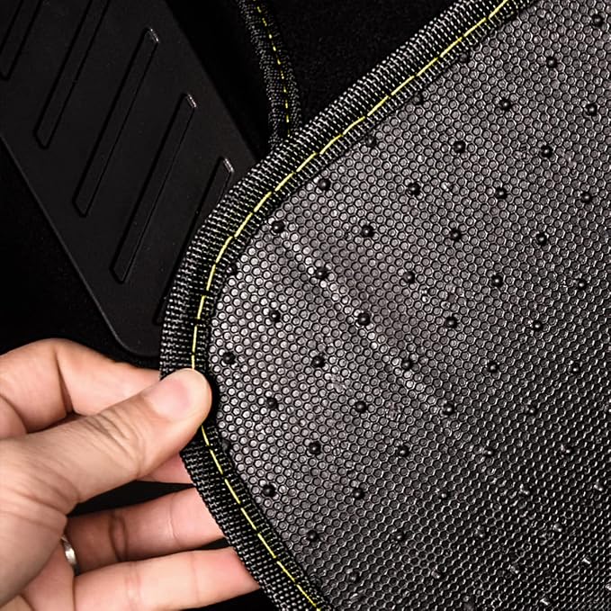 Waterproof Universal Fit Car Floor Mats, Car Mats Fit for SUV,Vans,sedans, Trucks,Set of 4pcs Car Carpet with Driver Heel Pad (Black and Yellow)