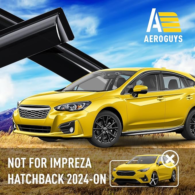 Extra Durable Window Deflectors Tape-On Window Visors Rain Guards Fit for Subaru Impreza 2017-2023 Hatchback, Sun Visors, Wind Vent for Shades, Exterior Car Accessories - 6pcs. AG0689