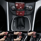 Leather Red Diamond Seat Cover Set, 11pcs Including Steering Wheel & Gear Cover, for Women, Universal Fit
